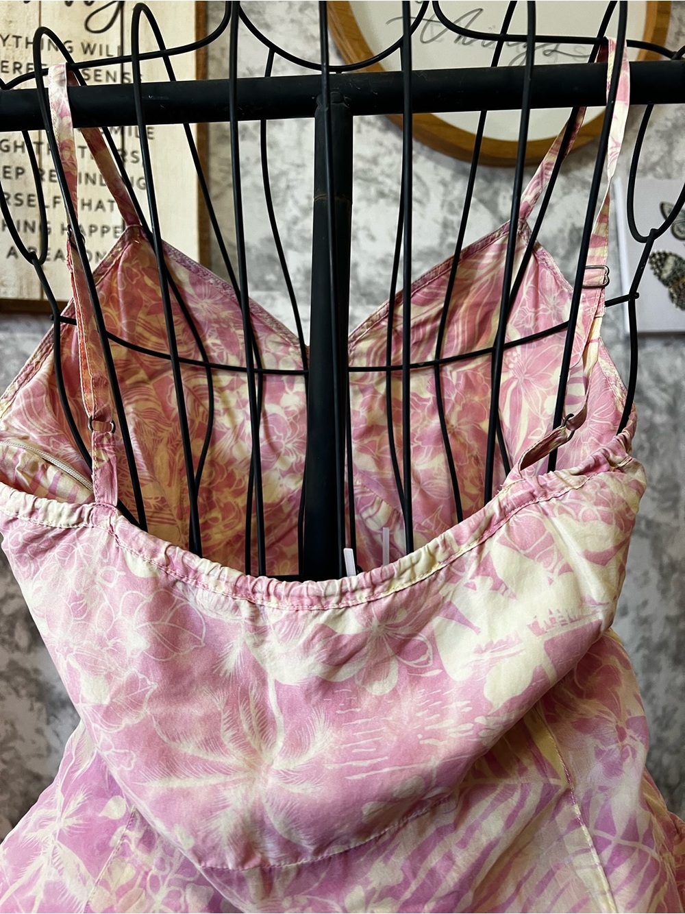 Da-Nang Silk Tropical Dress Y2K Pink Ruffle - Picture 7 of 12